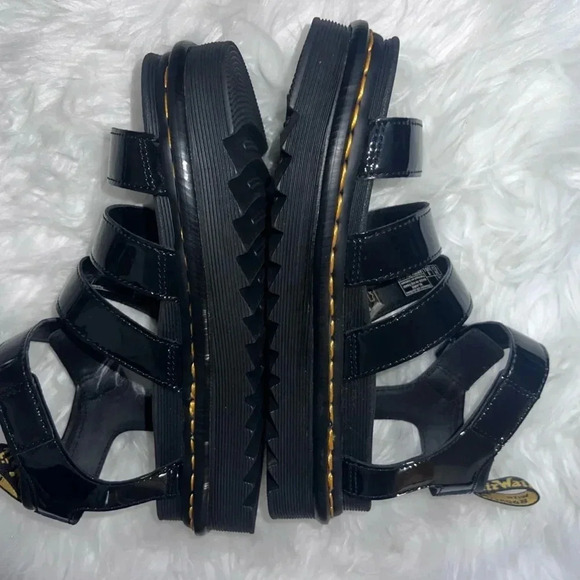 Dr. Martens Blaire Hydro Leather Black Strappy Platform Gothic Sandals 8 - Picture 4 of 8